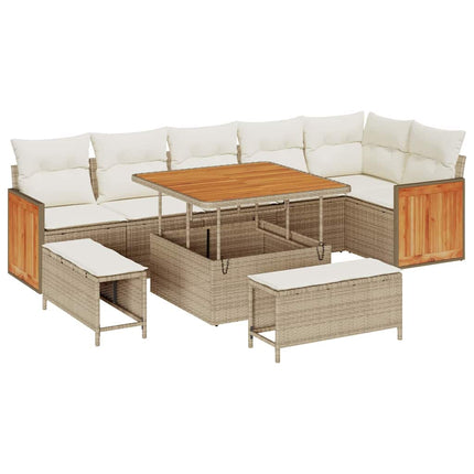 Tuinbankenset Met Kussen 11 Pcs En Crème Poly Rattan