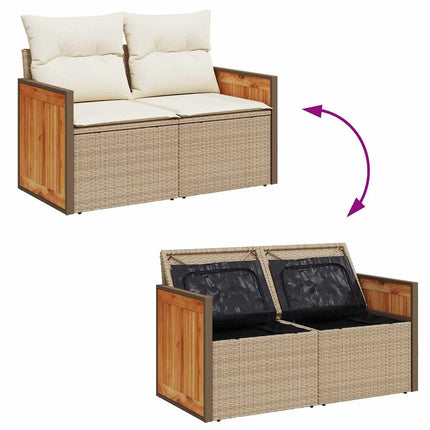 Tuinbankenset Met Kussen 11 Pcs En Crème Poly Rattan