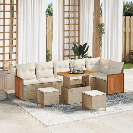 Tuinbankenset Met Kussen 11 Pcs En Crème Poly Rattan