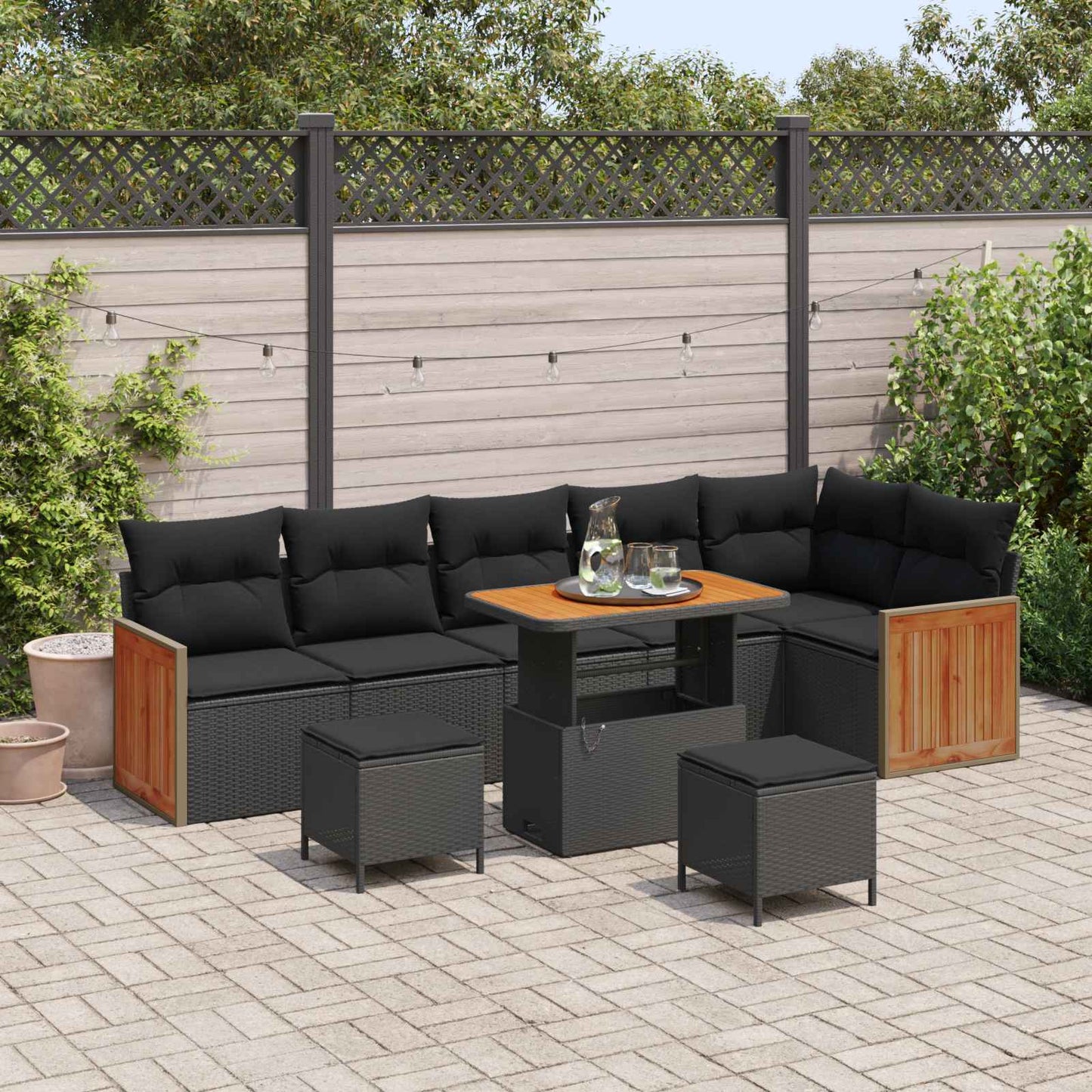 Tuinbankenset Met Kussen 11 Pcs Poly Rattan