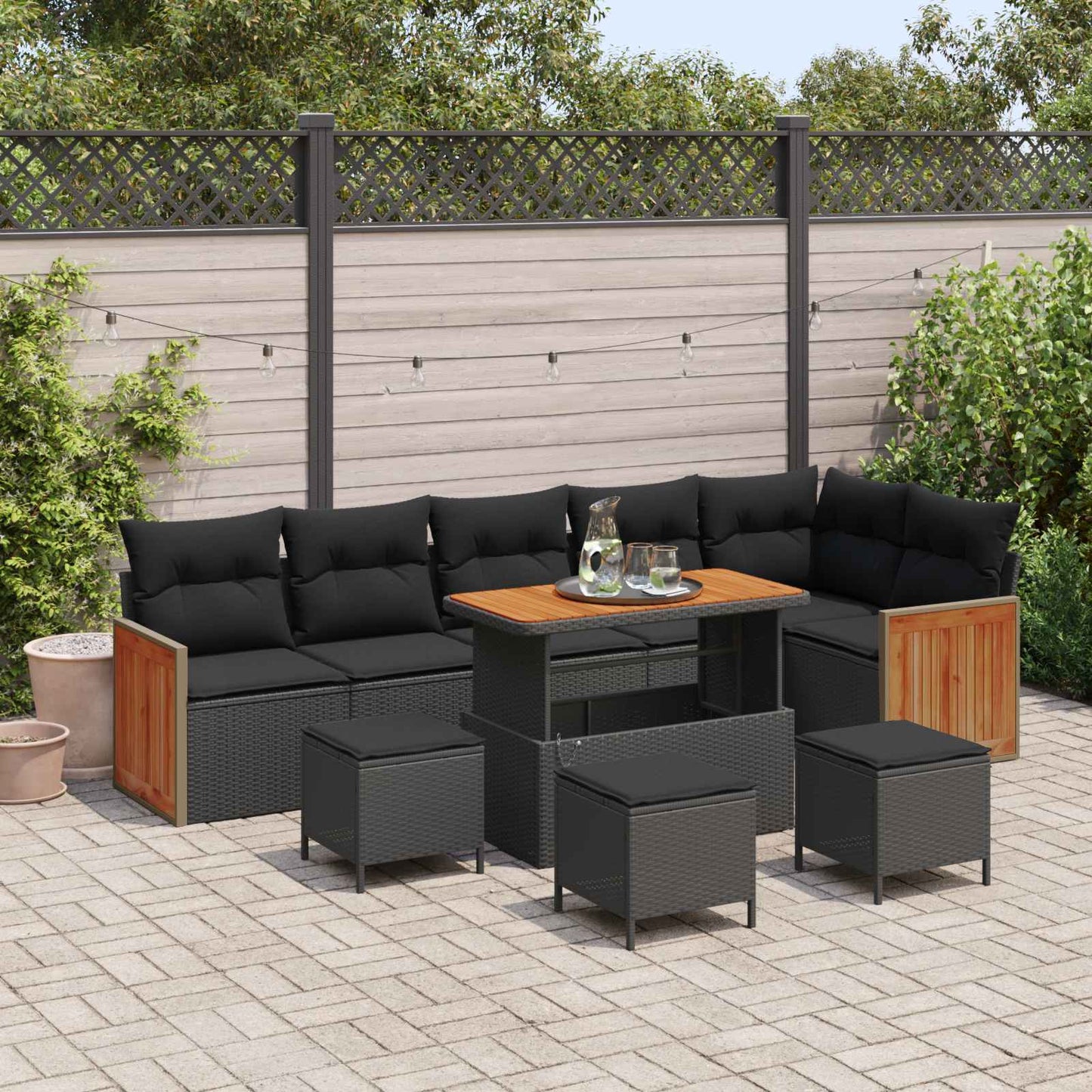 Tuinbankenset Met Kussen 11 Pcs Poly Rattan