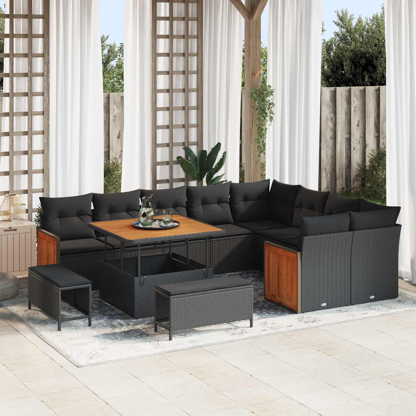 Tuinbankenset Met Kussen 13 Pcs Poly Rattan