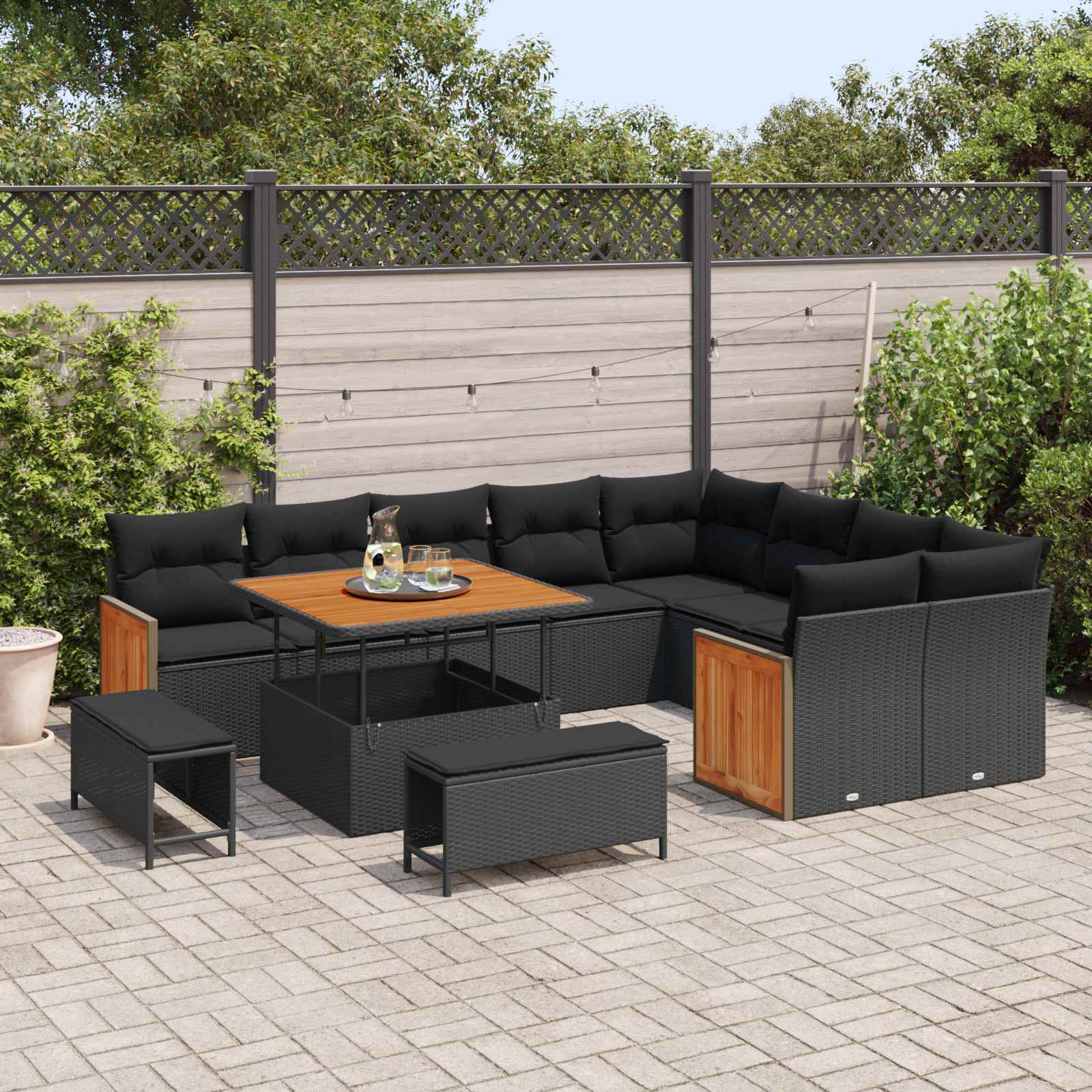 Tuinbankenset Met Kussen 13 Pcs Poly Rattan