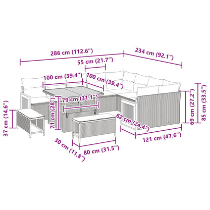 Tuinbankenset Met Kussen 13 Pcs Poly Rattan
