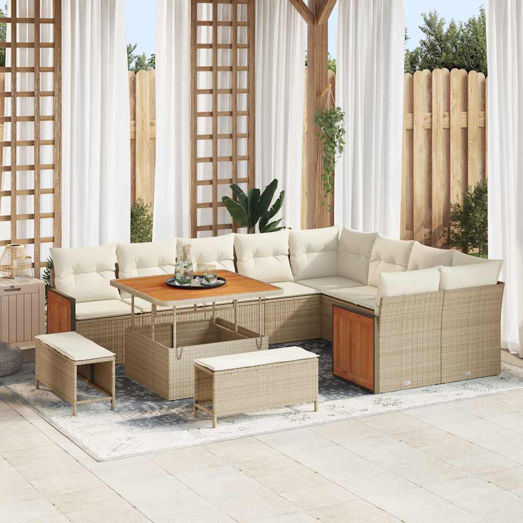 Tuinbankenset Met Kussen 13 Pcs Poly Rattan