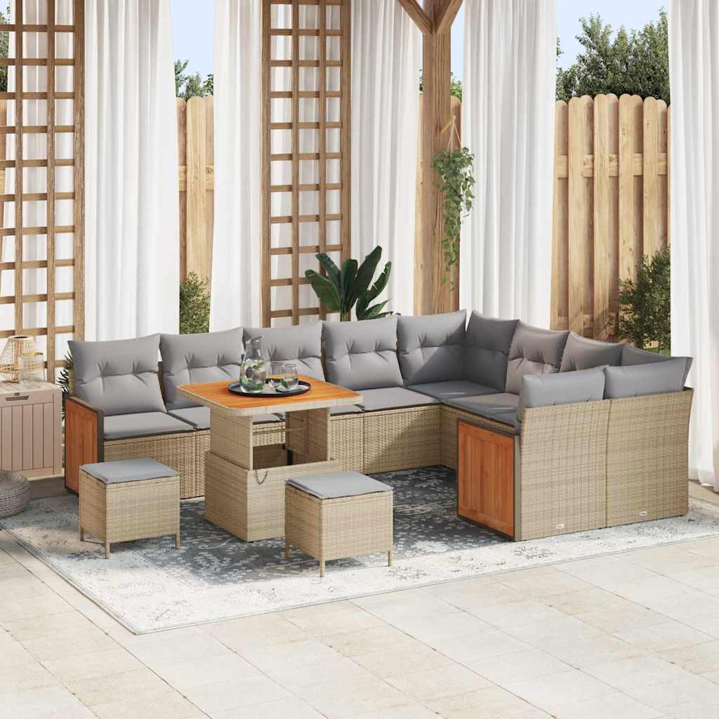 Tuinbankenset Met Kussen 13 Pcs Poly Rattan