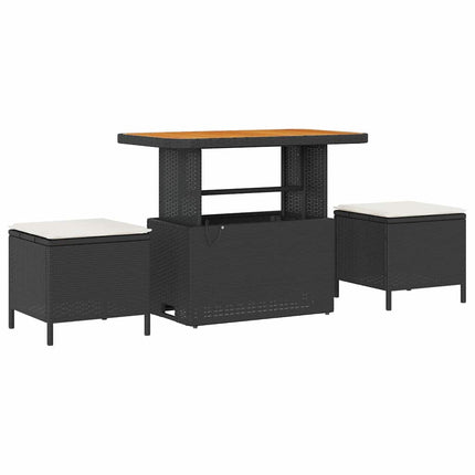 Tuinbankenset Met Kussen 13 Pcs Zwart En Crème Poly Rattan