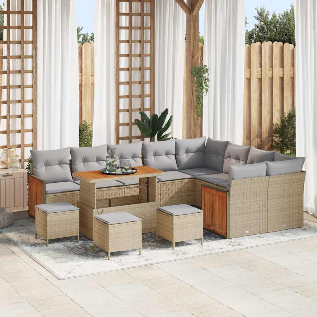 Tuinbankenset Met Kussen 13 Pcs Poly Rattan