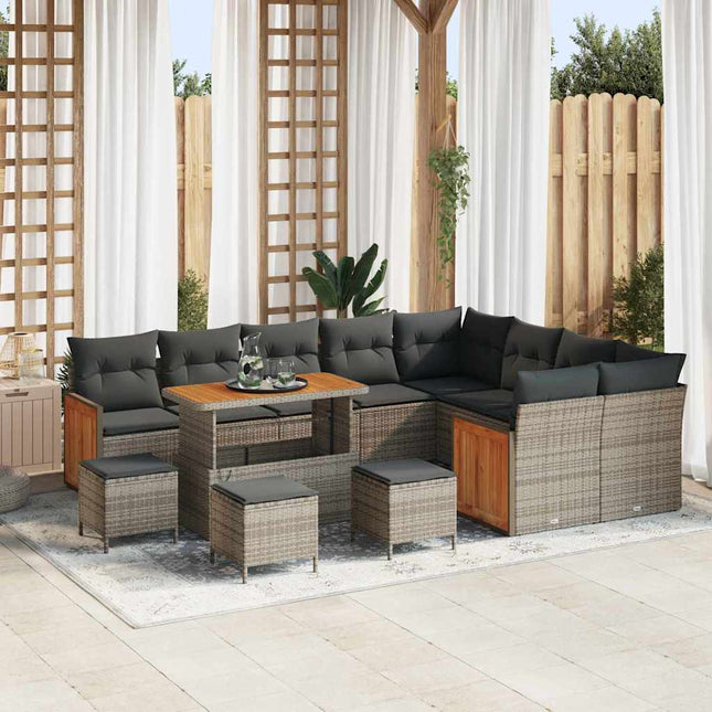 Tuinbankenset Met Kussen 13 Pcs En Crème Poly Rattan