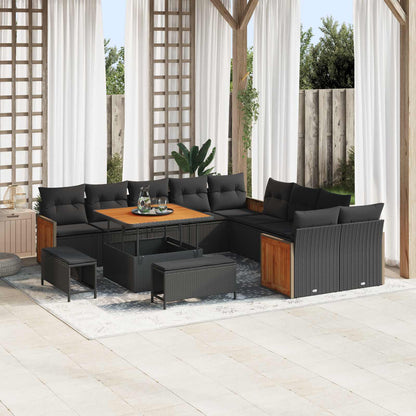 Tuinbankenset Met Kussen 17 Pcs Poly Rattan