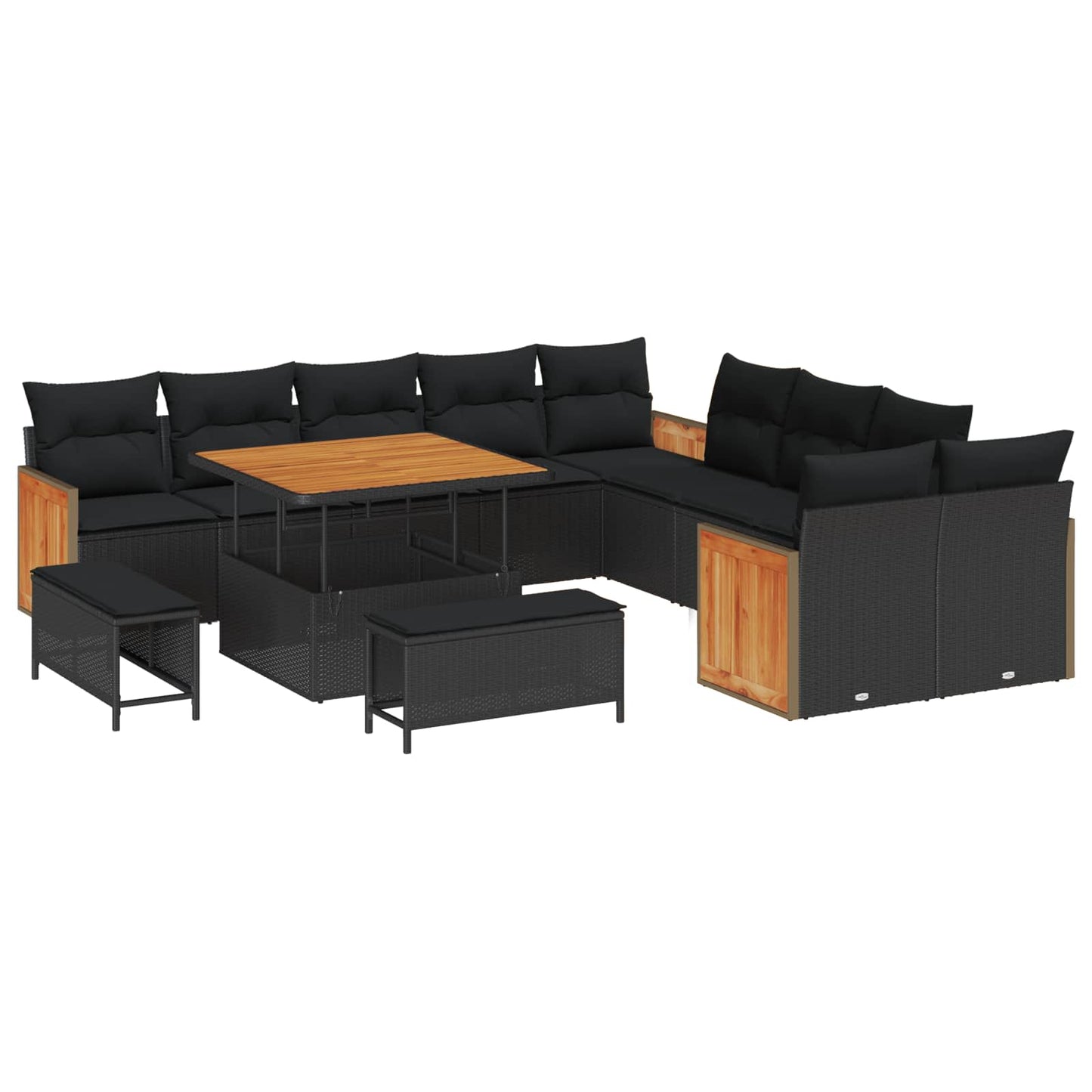 Tuinbankenset Met Kussen 17 Pcs Poly Rattan