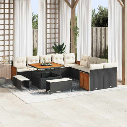 Tuinbankenset Met Kussen 17 Pcs En Crème Poly Rattan