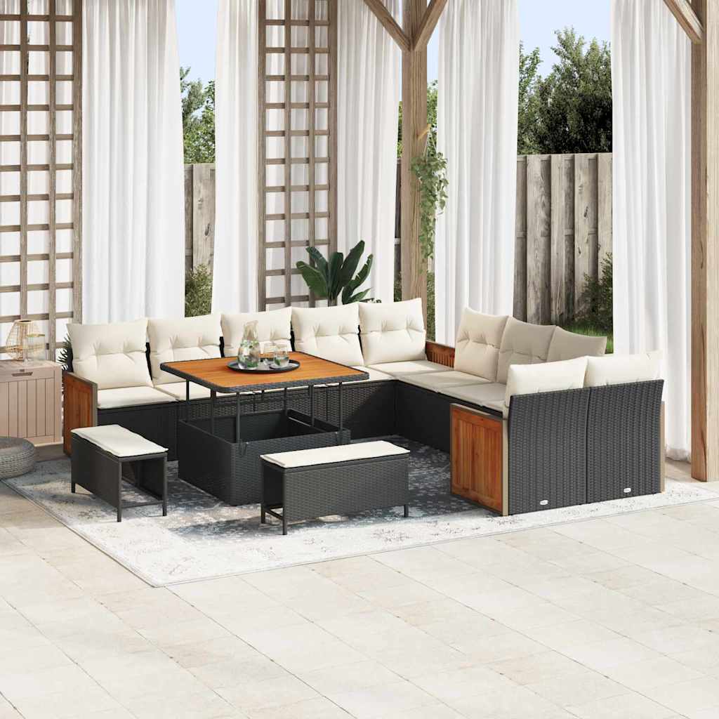 Tuinbankenset Met Kussen 17 Pcs Poly Rattan