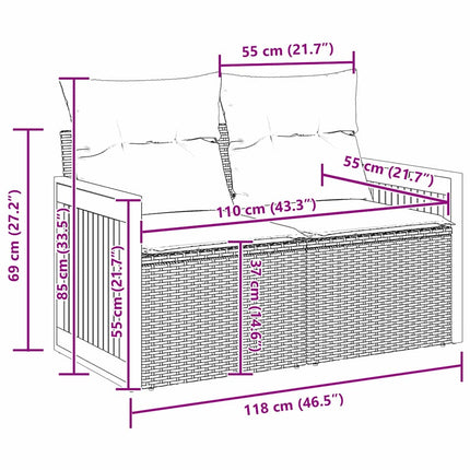 Tuinbankenset Met Kussen 17 Pcs En Crème Poly Rattan