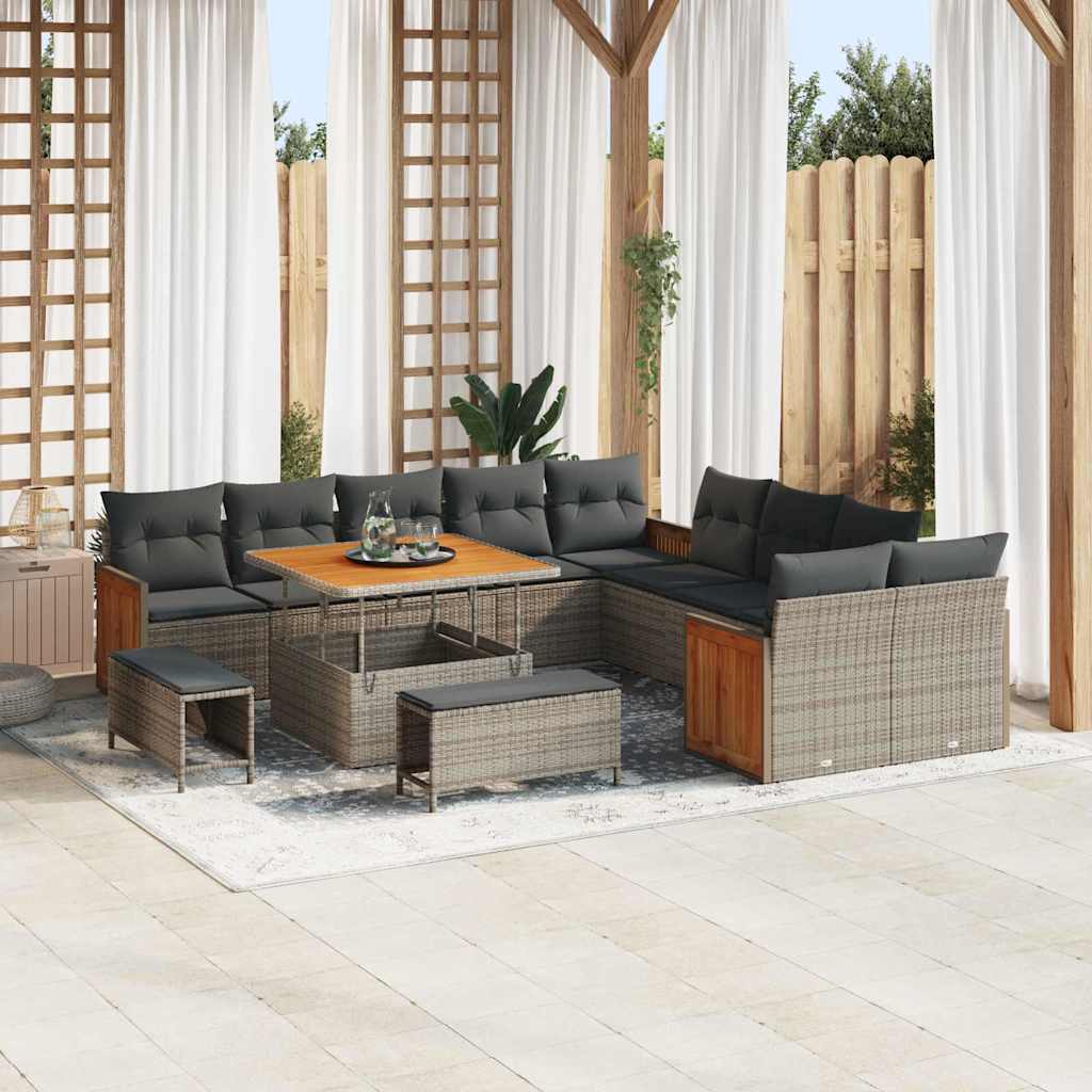 Tuinbankenset Met Kussen 17 Pcs Poly Rattan
