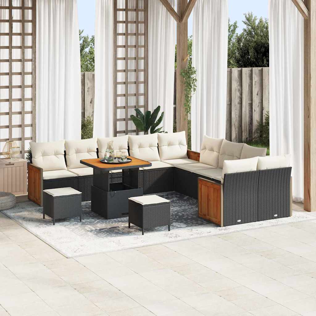 Tuinbankenset Met Kussen 17 Pcs Poly Rattan