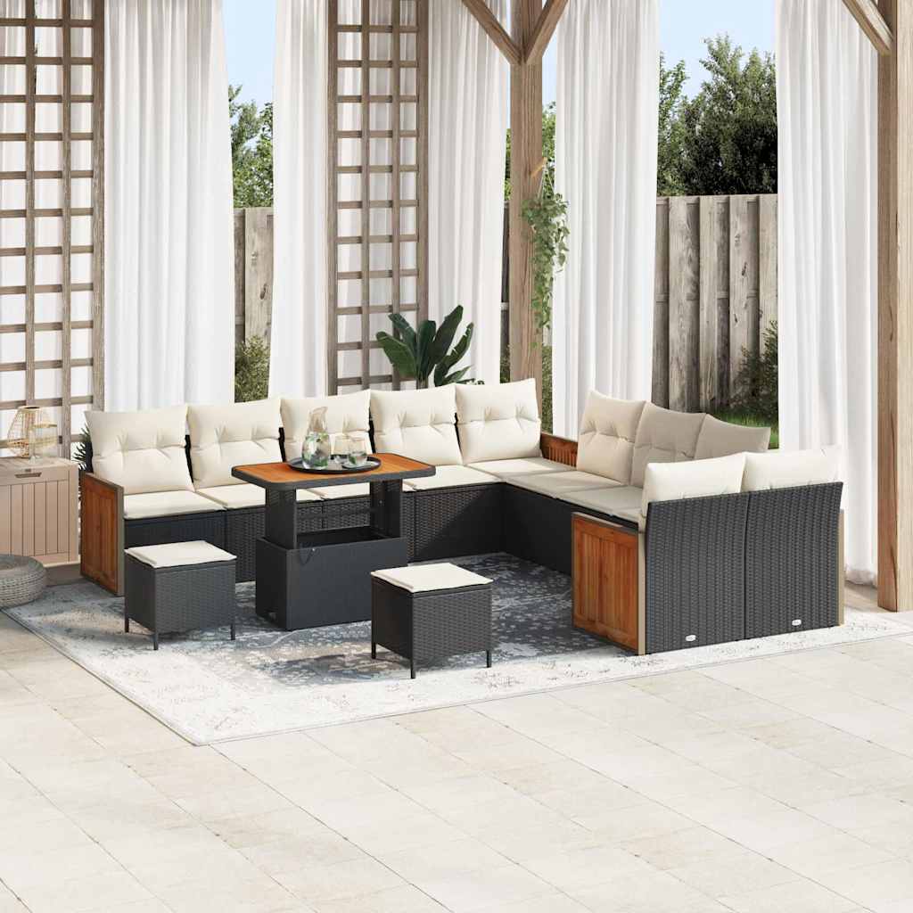 Tuinbankenset Met Kussen 17 Pcs Poly Rattan