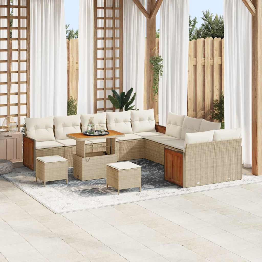 Tuinbankenset Met Kussen 17 Pcs Poly Rattan