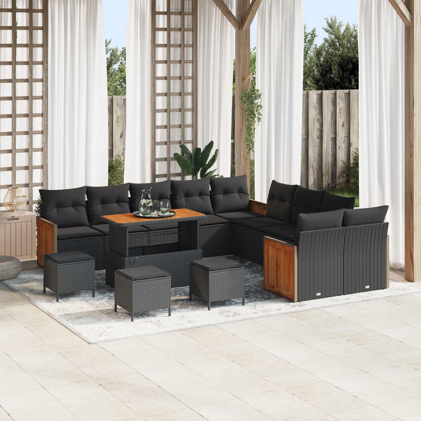 Tuinbankenset Met Kussen 17 Pcs Poly Rattan