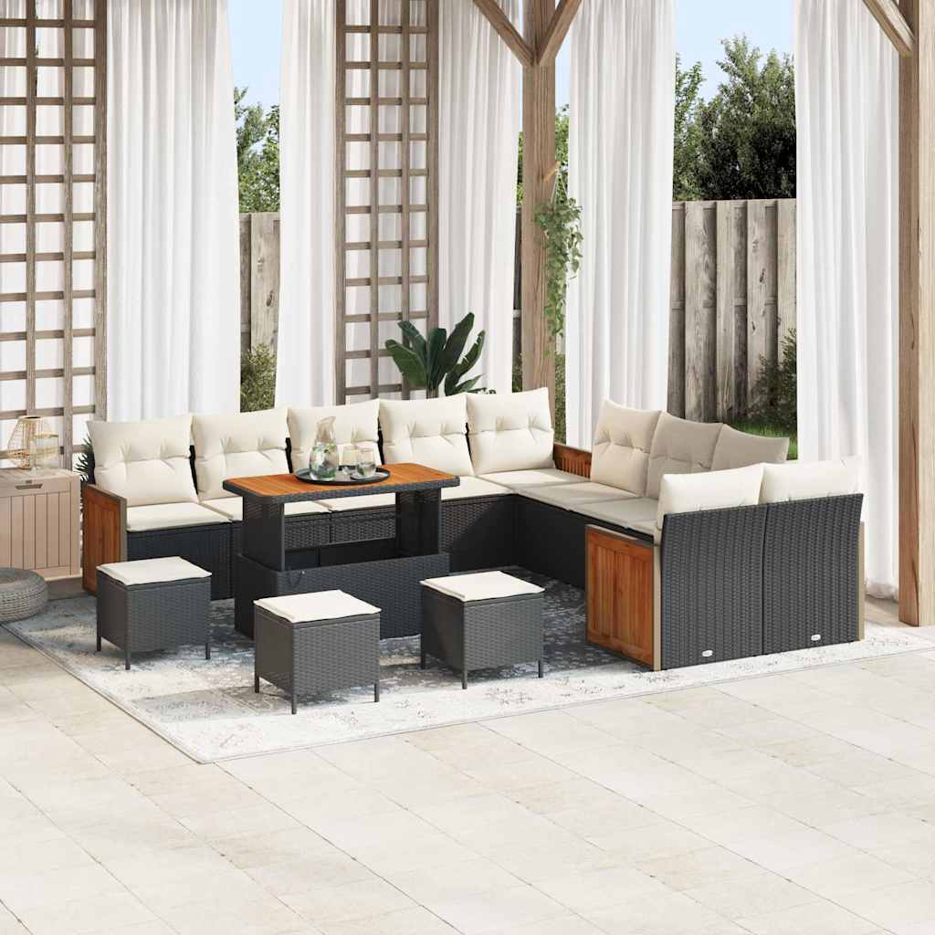 Tuinbankenset Met Kussen 17 Pcs Poly Rattan