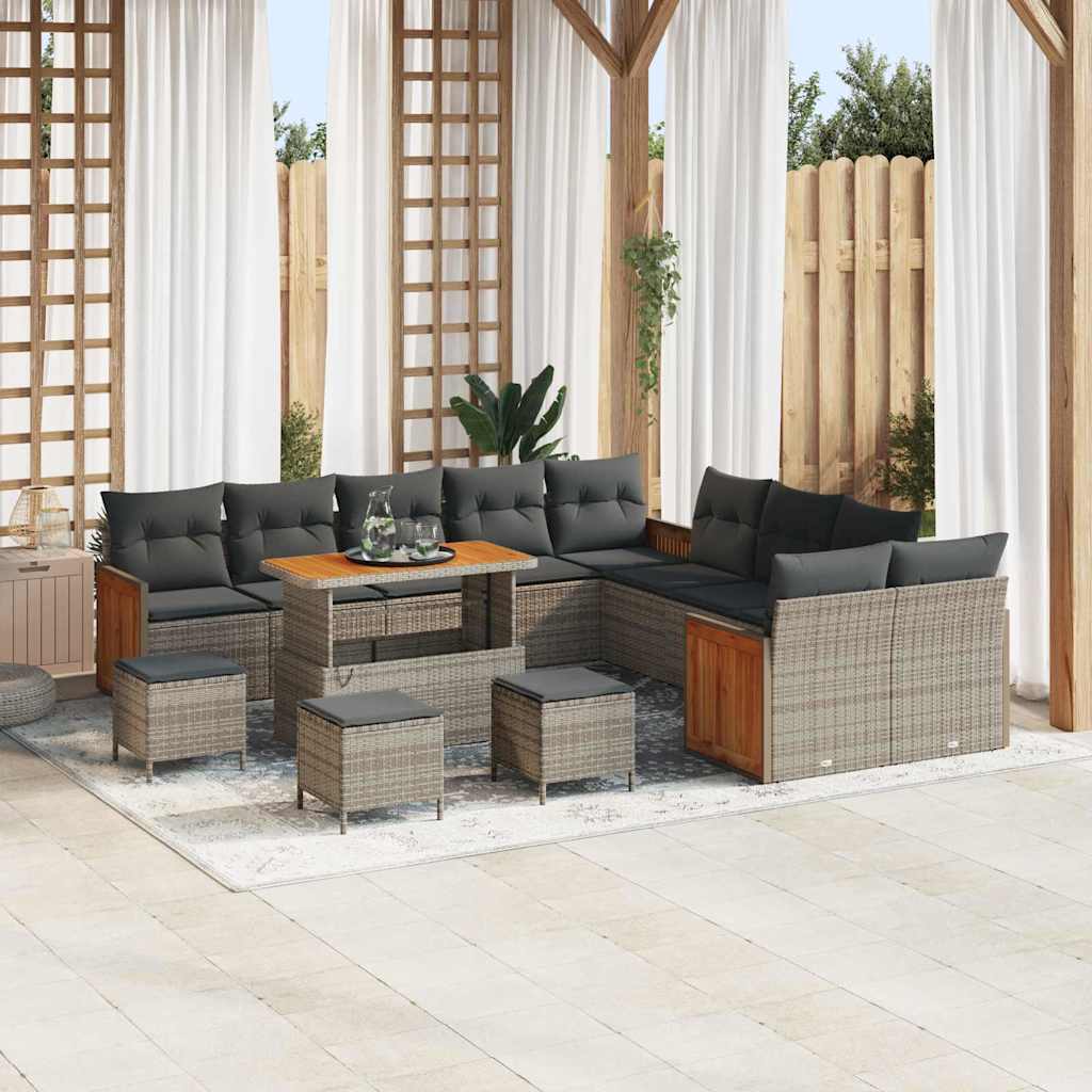 Tuinbankenset Met Kussen 17 Pcs Poly Rattan