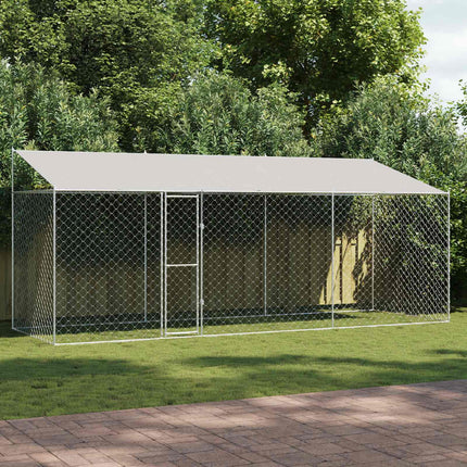 Hondenkooi Met Dak Zilver 200 X 200 X 258 Cm Staal En Pe