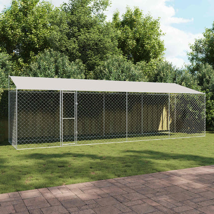 Hondenkooi Met Dak Zilver 200 X 200 X 258 Cm Staal En Pe