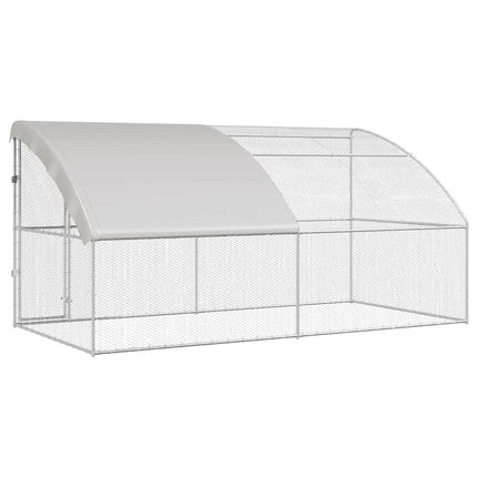 Kippenhok Met 2 St Zilver 400X200X200Cm Staal En Pe