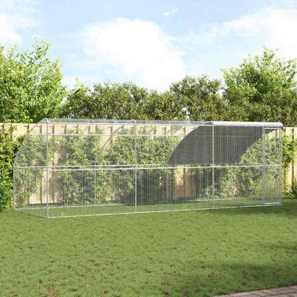 Kippenhok Met 2 St Zilver 400X200X200Cm Staal En Pe