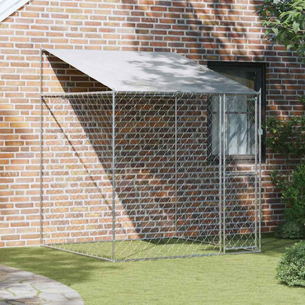 Hondenkooi Met Dak Zilver 200 X 200 X 258 Cm Staal En Pe