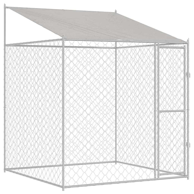 Hondenkooi Met Dak Zilver 200 X 200 X 258 Cm Staal En Pe
