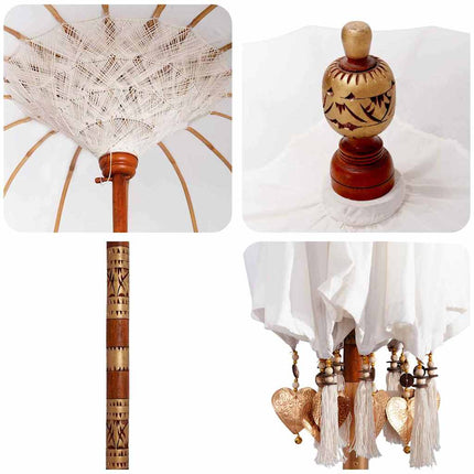 Balinese Parasol Met Basis Crème 185 X 185 X 260 Cm