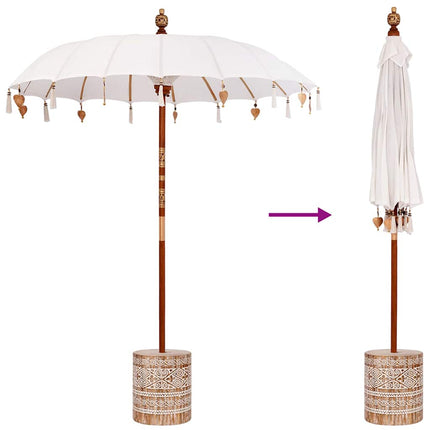 Balinese Parasol Met Basis Crème 185 X 185 X 260 Cm
