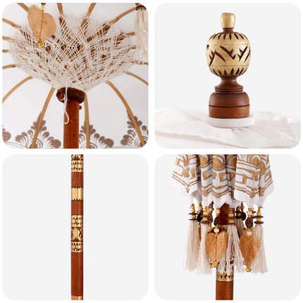 Balinese Parasol Met Basis Crème 95 X 95 X 260 Cm
