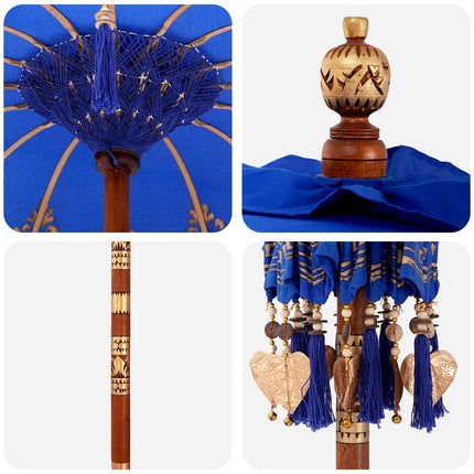 Balinese Parasol Met Basis Blauw 95 X 95 X 260 Cm