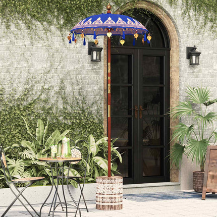 Balinese Parasol Met Basis Blauw 95 X 95 X 260 Cm