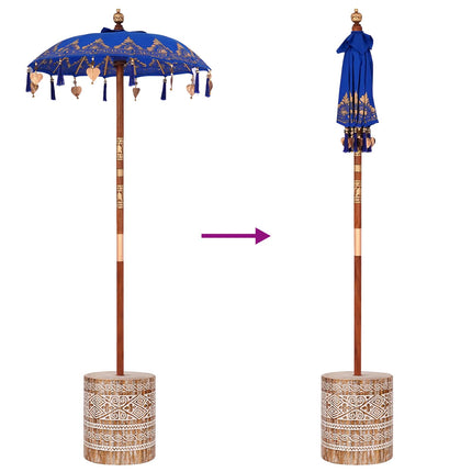 Balinese Parasol Met Basis Blauw 95 X 95 X 260 Cm
