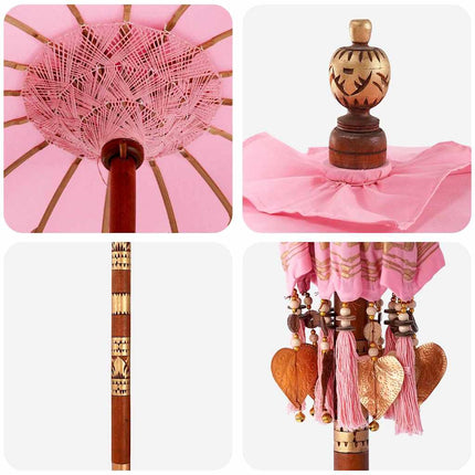 Balinese Parasol Met Basis Roze 95 X 95 X 260 Cm
