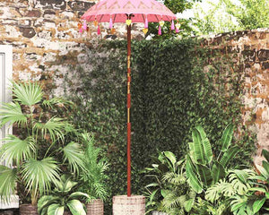 Balinese Parasol Met Basis Roze 95 X 95 X 260 Cm