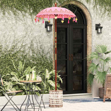 Balinese Parasol Met Basis Roze 95 X 95 X 260 Cm