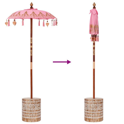 Balinese Parasol Met Basis Roze 95 X 95 X 260 Cm