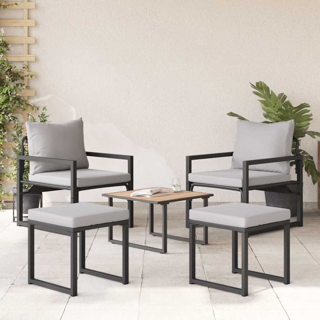 Tuinmeubelen 4 Pcs 2-Aantal Zitplaatsen Lichtgrijs Polyester