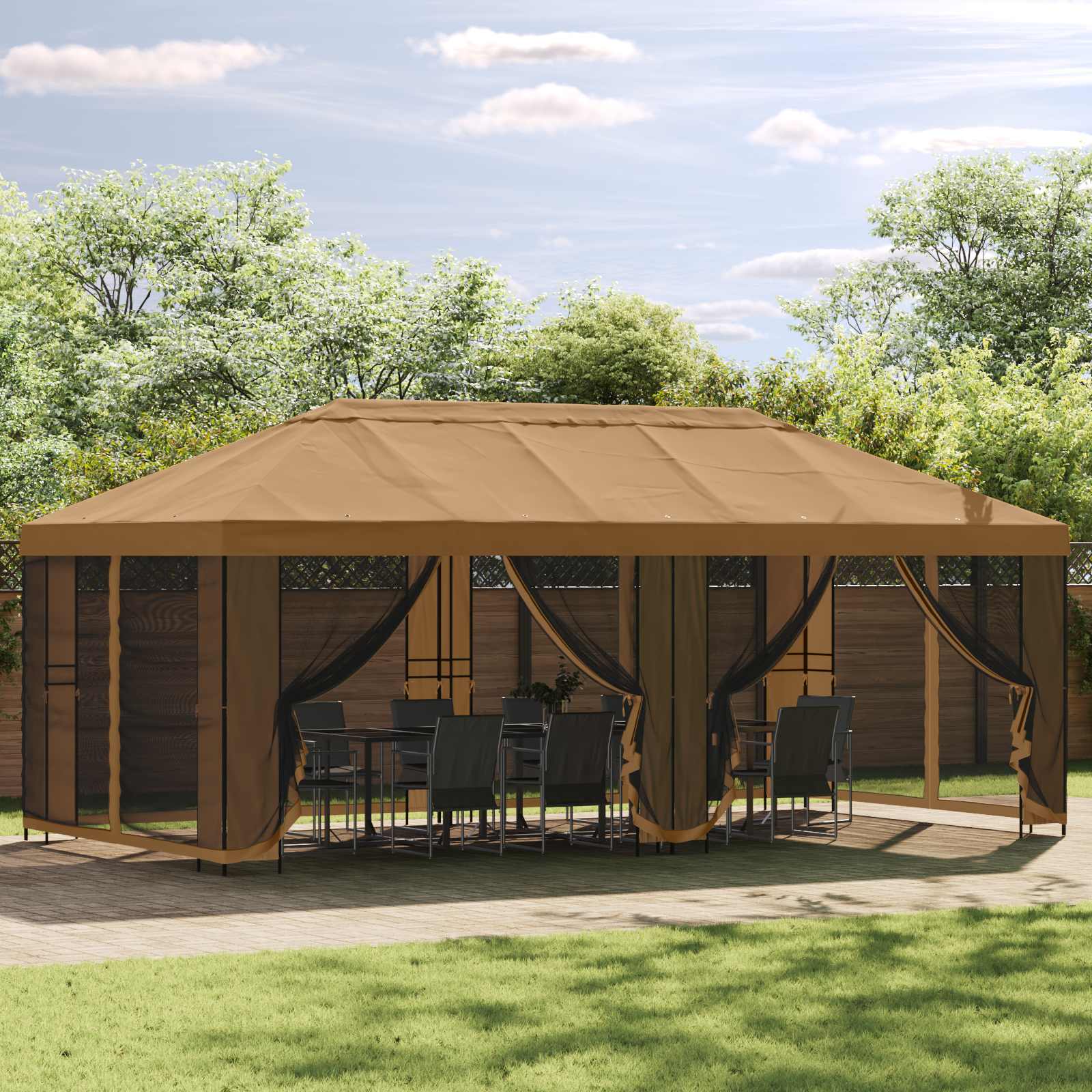 Paviljoen Met Zijwanden 6 X 3 M Polyester En Staal 190