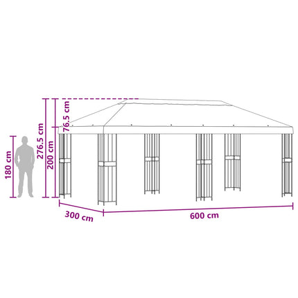 Paviljoen Met Zijwanden 6 X 3 M Polyester En Staal 190