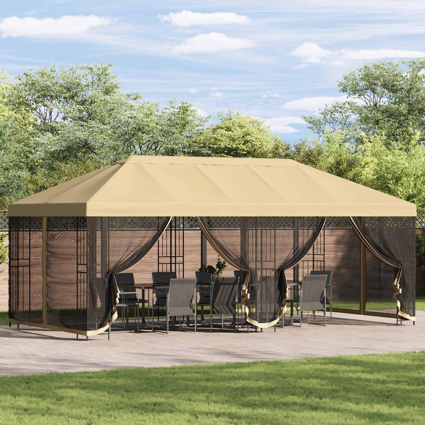 Paviljoen Met Zijwanden 6 X 3 M Polyester En Staal 190