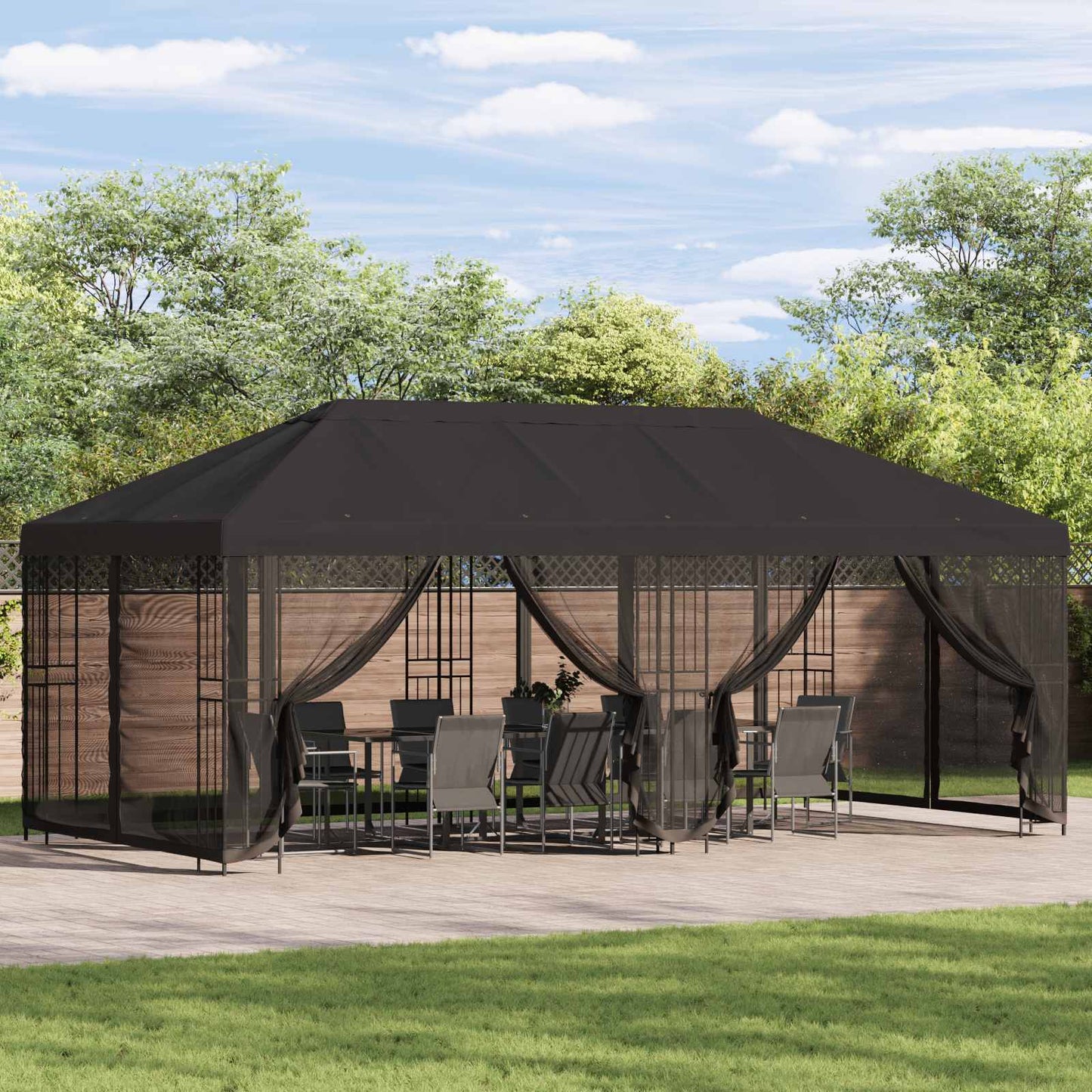 Paviljoen Met Zijwanden 6 X 3 M Polyester En Staal 190