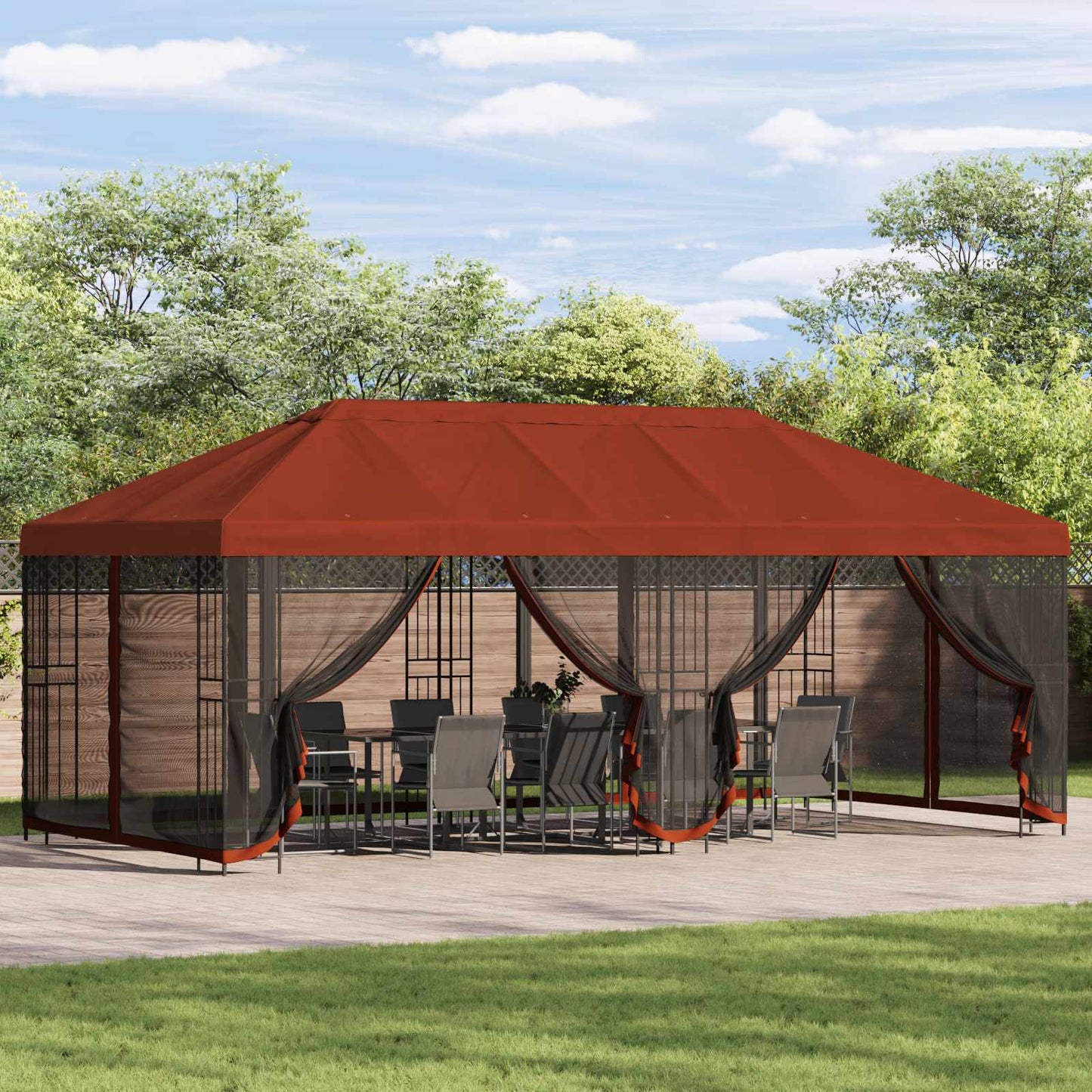 Paviljoen Met Zijwanden 6 X 3 M Polyester En Staal 190