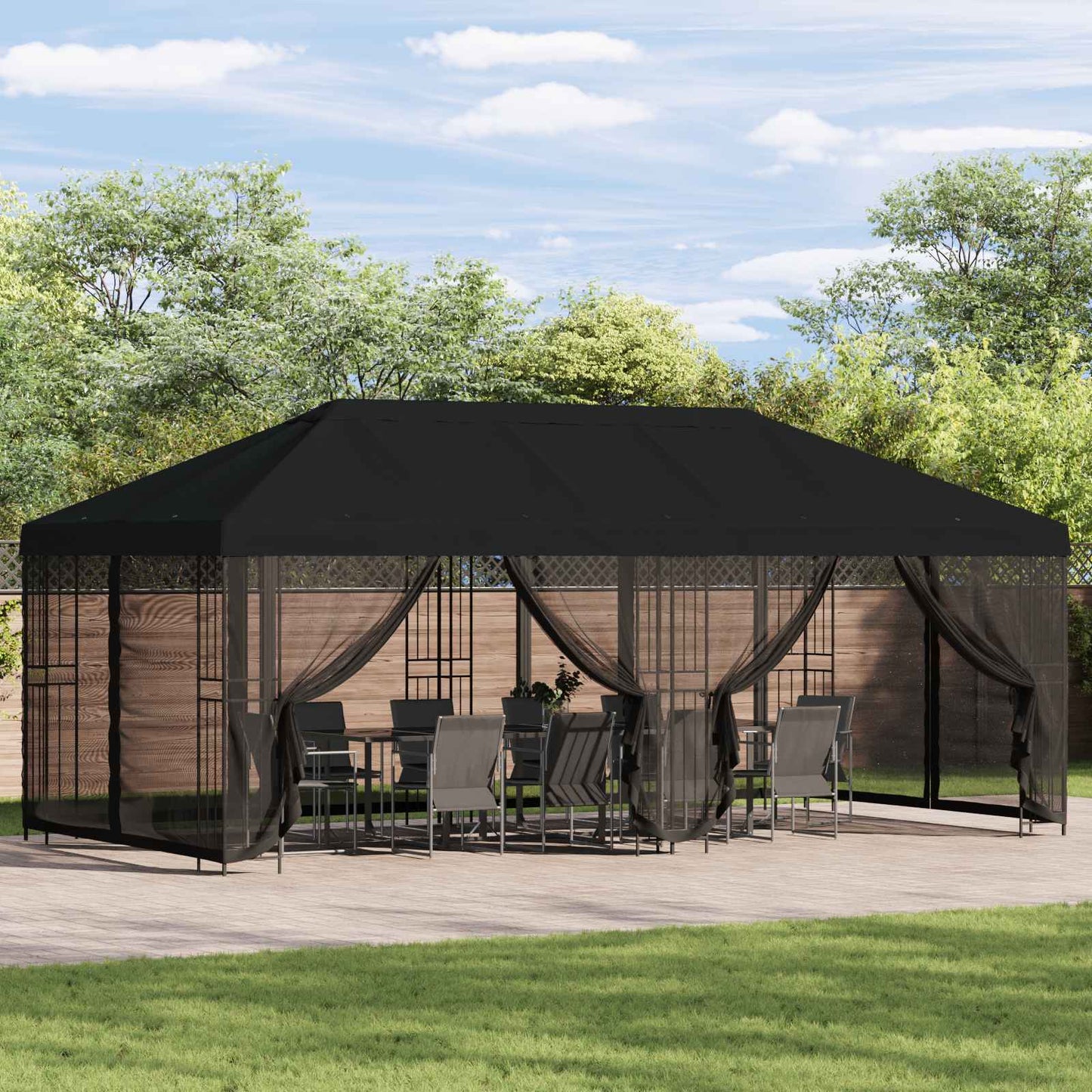 Paviljoen Met Zijwanden 6 X 3 M Polyester En Staal 190