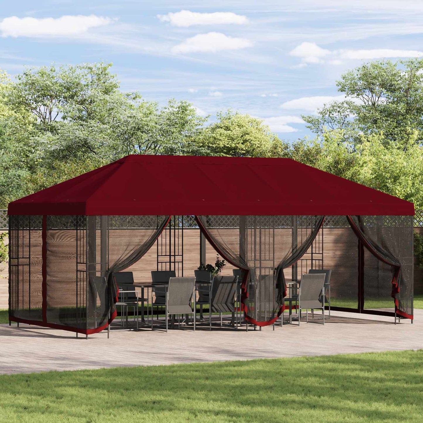 Paviljoen Met Zijwanden 6 X 3 M Polyester En Staal 190