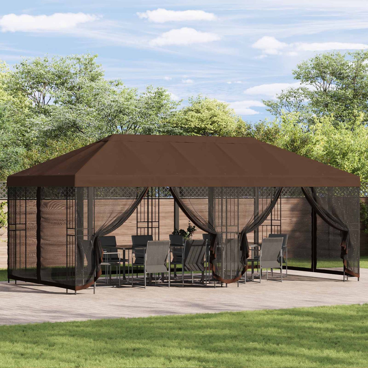 Paviljoen Met Zijwanden 6 X 3 M Polyester En Staal 190